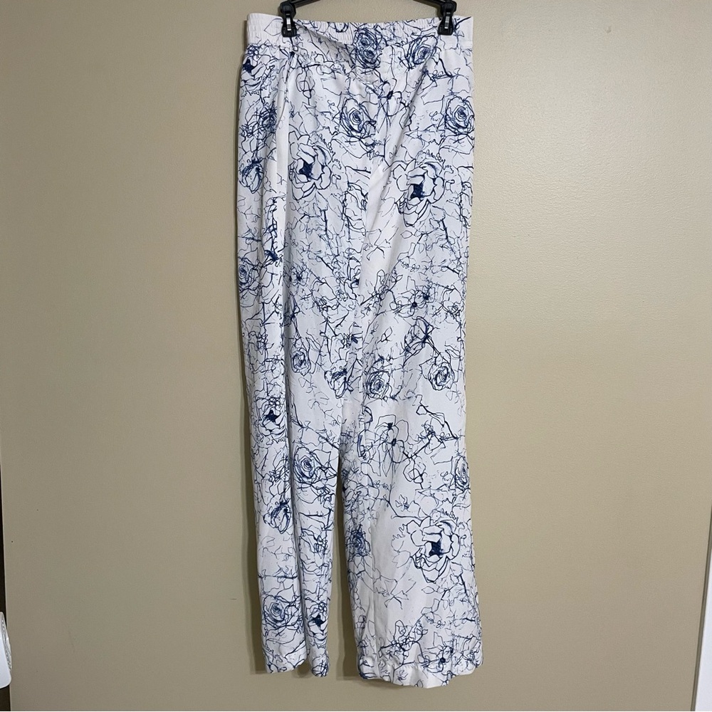Sam Edelman Blue & White Floral Print Pants trousers size‎ medium